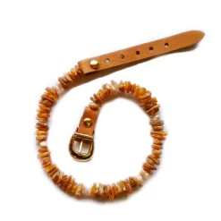 Bio Pet Store COLLARE ANTIPARASSITARIO ALL'AMBRA BALTICA NATURALE CON PIETRA DEL SOLE