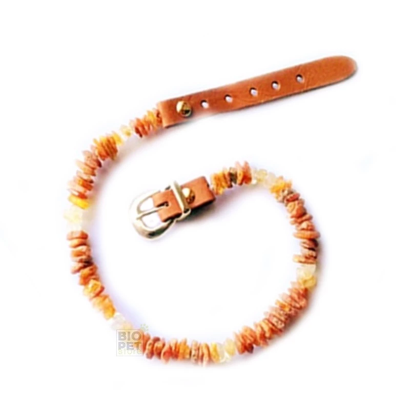 Bio Pet Store COLLARE ANTIPARASSITARIO ALL'AMBRA BALTICA NATURALE CON QUARZO CITRINO