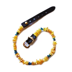 Bio Pet Store COLLARE ANTIPARASSITARIO ALL'AMBRA BALTICA NATURALE LEMON CON CRISOCOLLA